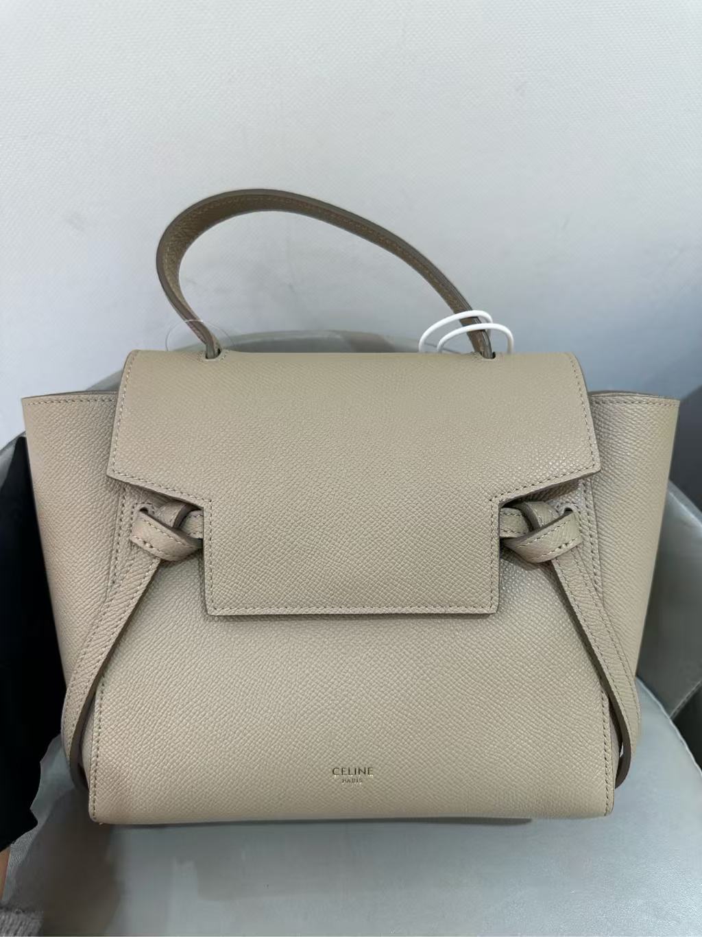 Celine - Belt Nano - Grained calfskin leather - Elephant Grey - (Mini)