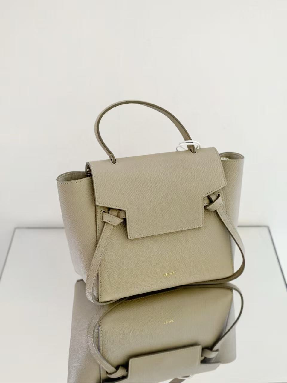 Celine - Belt Nano - Grained calfskin leather - Elephant Grey - (Mini)
