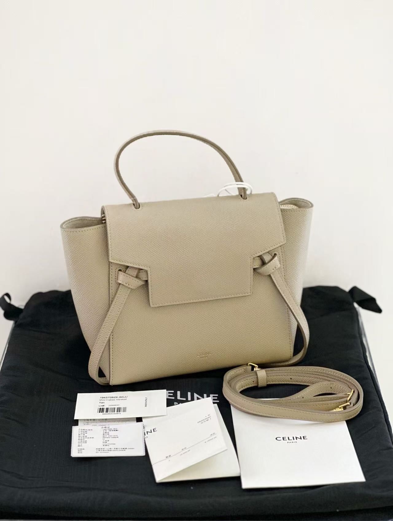 Celine - Belt Nano - Grained calfskin leather - Elephant Grey - (Mini)