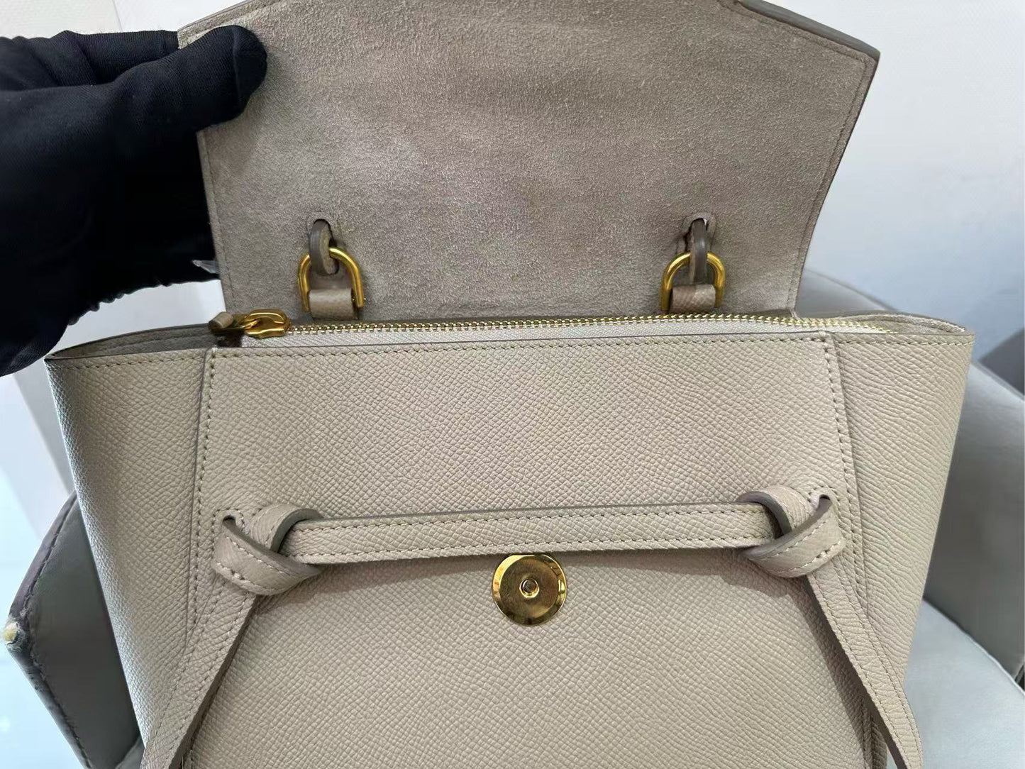 Celine - Belt Nano - Grained calfskin leather - Elephant Grey - (Mini)