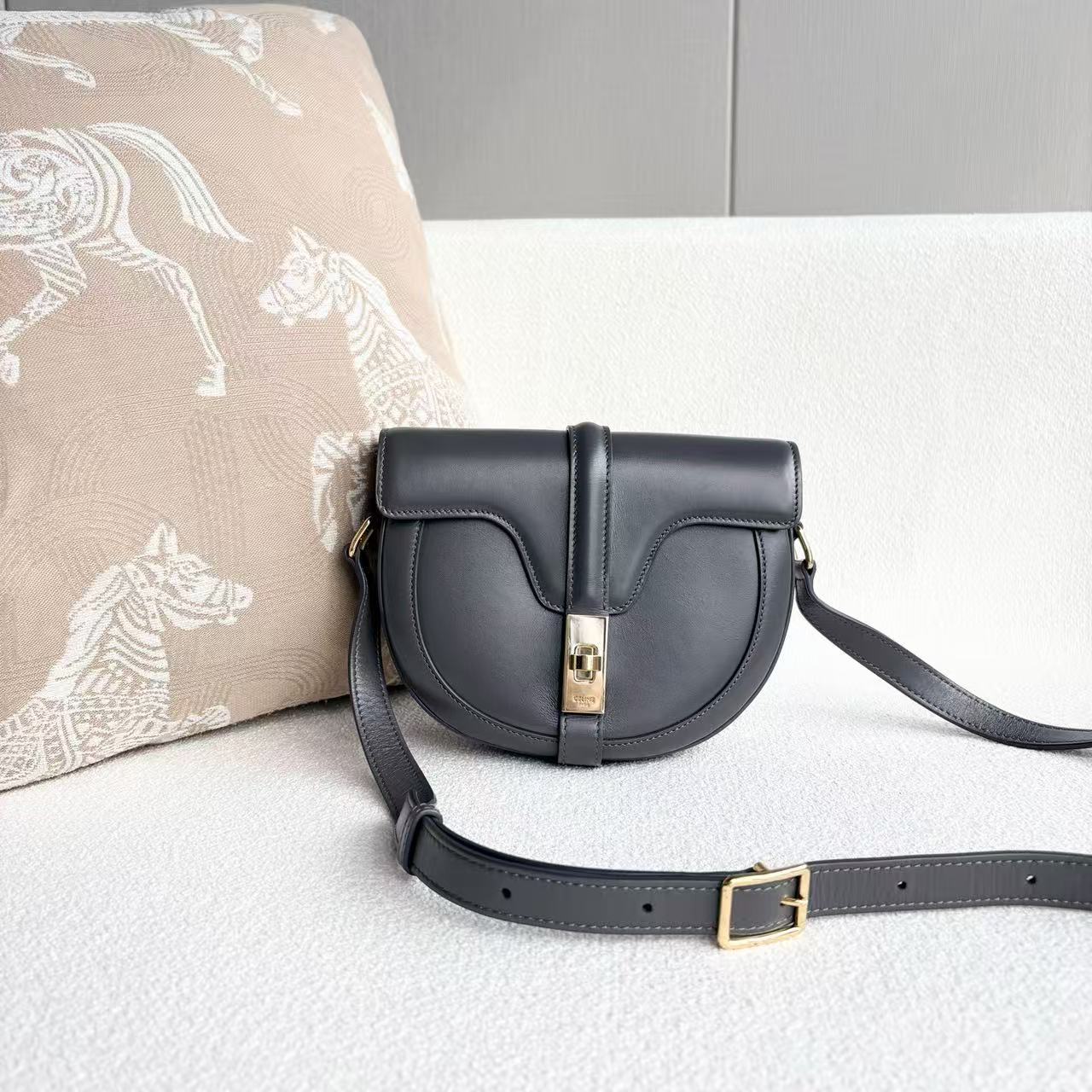 Celine - Besace 16 - Calfskin leather - Dark Grey - (small)