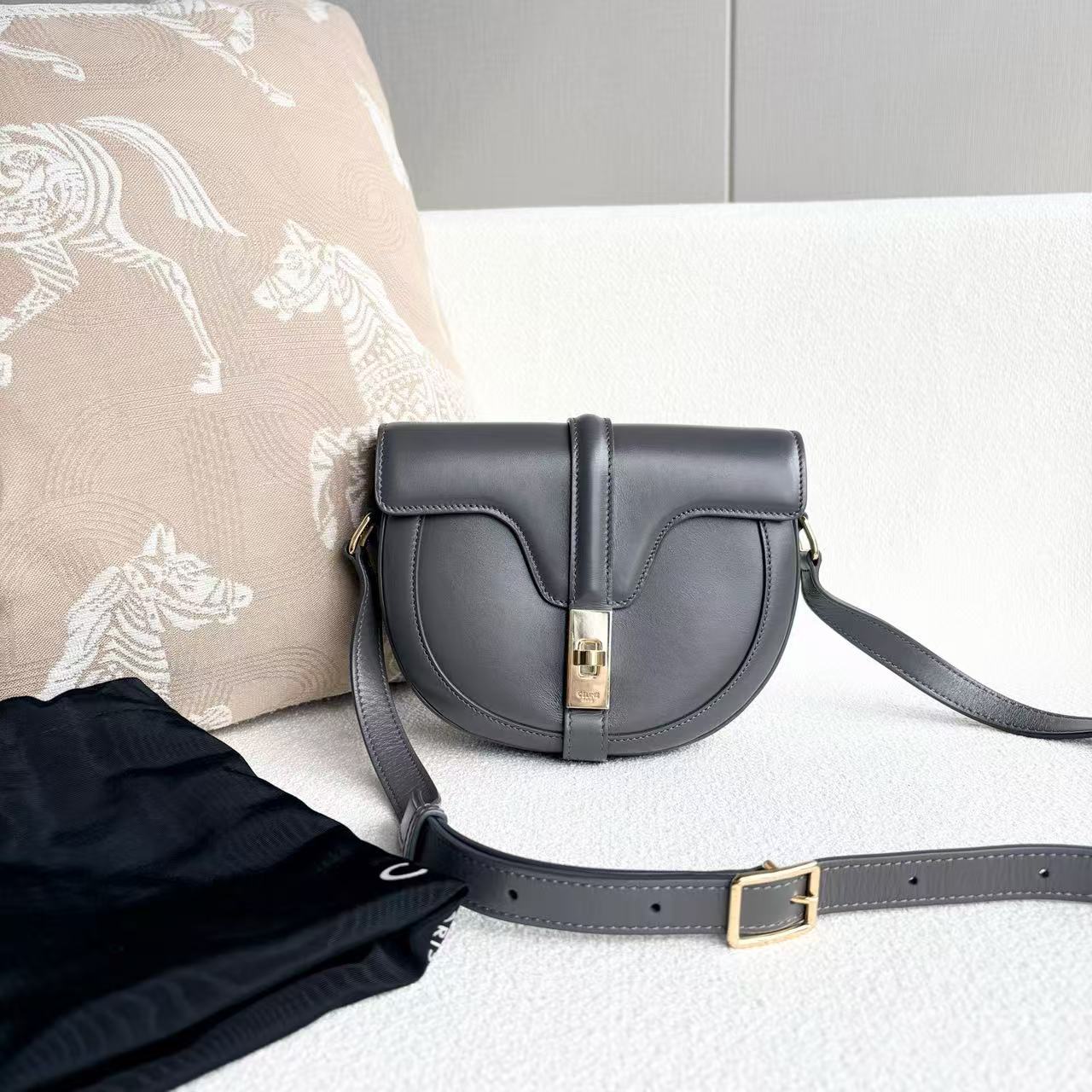 Celine - Besace 16 - Calfskin leather - Dark Grey - (small)