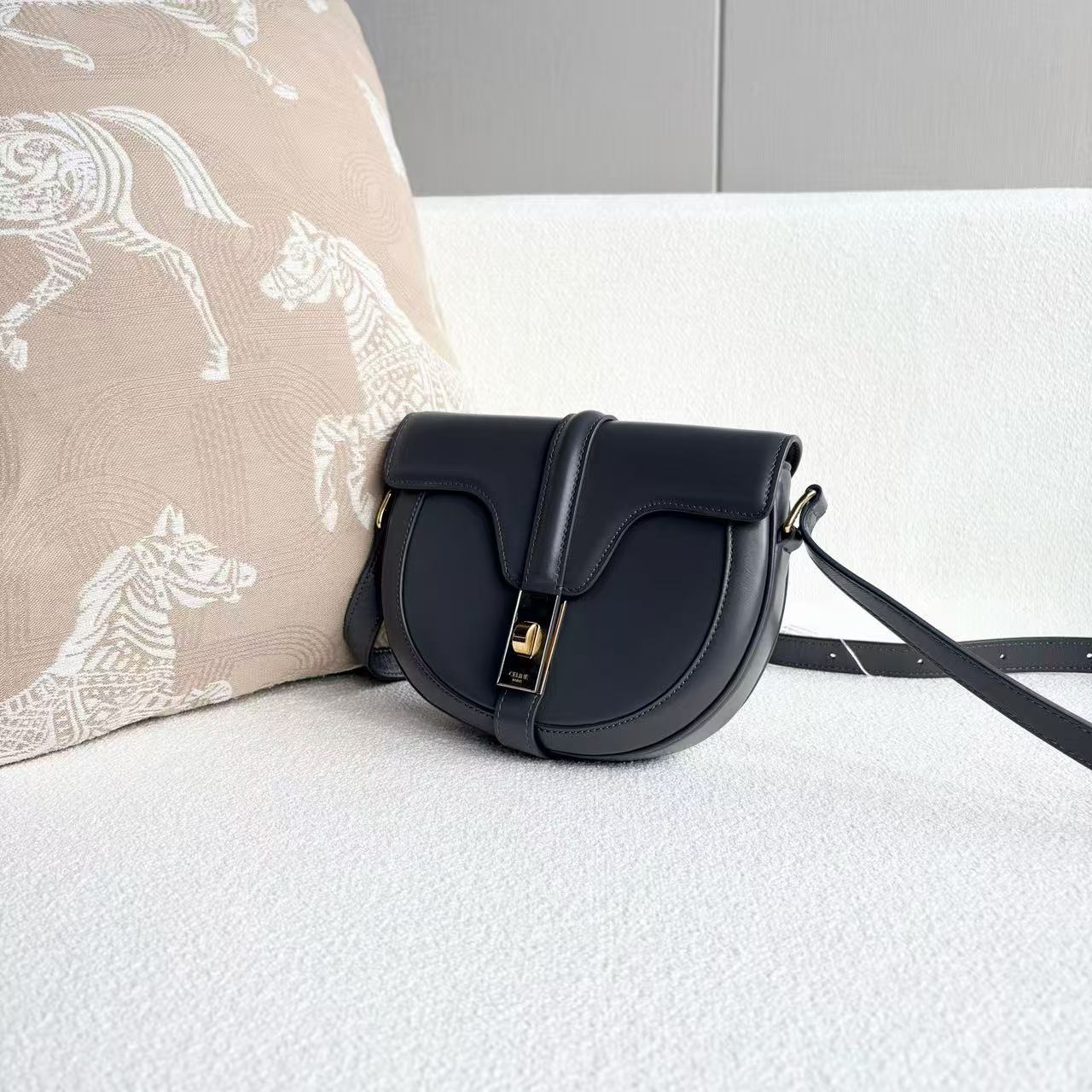 Celine - Besace 16 - Calfskin leather - Dark Grey - (small)