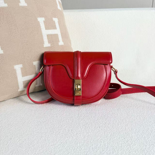 Celine - Besace 16 - Cowhide leather - Red with Gold-Tone Hardware - (small)
