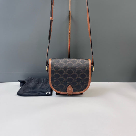 Celine - Besace Triomphe - Triomphe canvas and calfskin leather - Brown - (small)