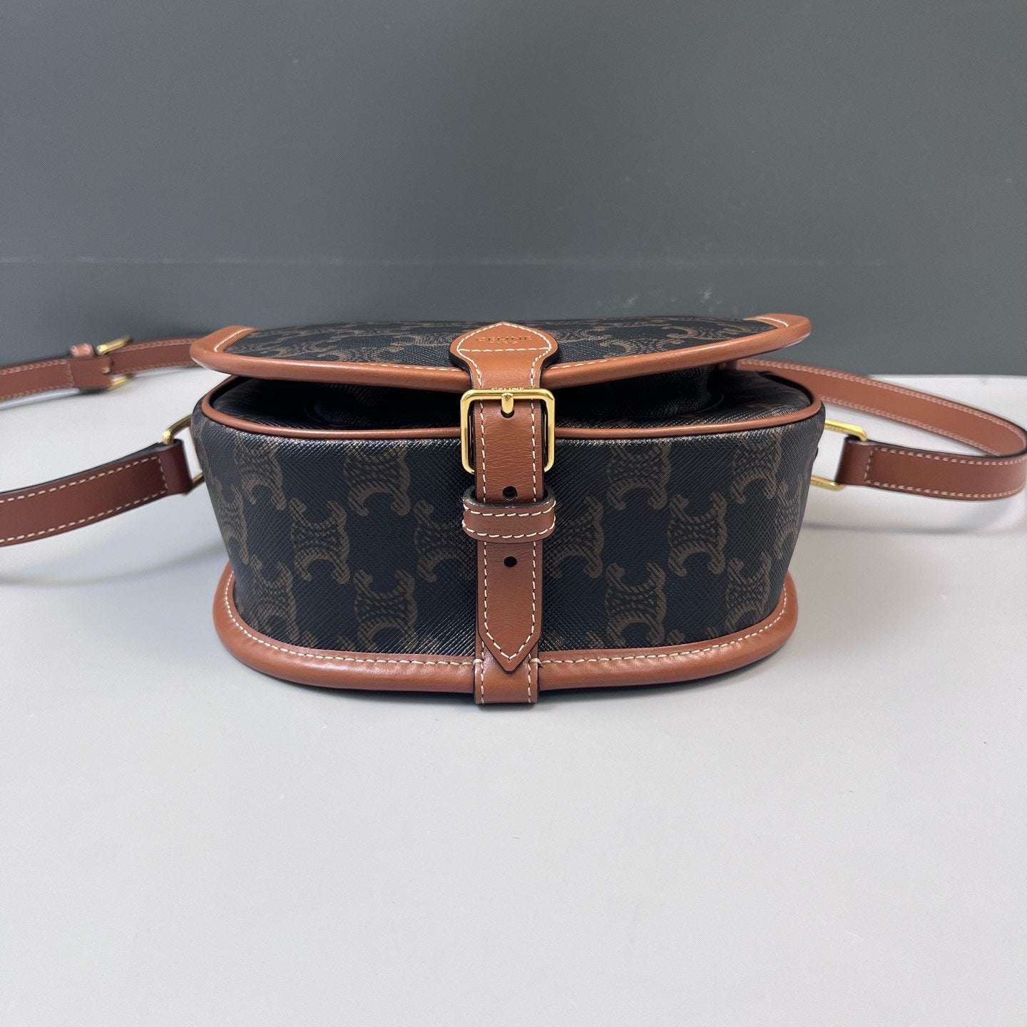 Celine - Besace Triomphe - Triomphe canvas and calfskin leather - Brown - (small)