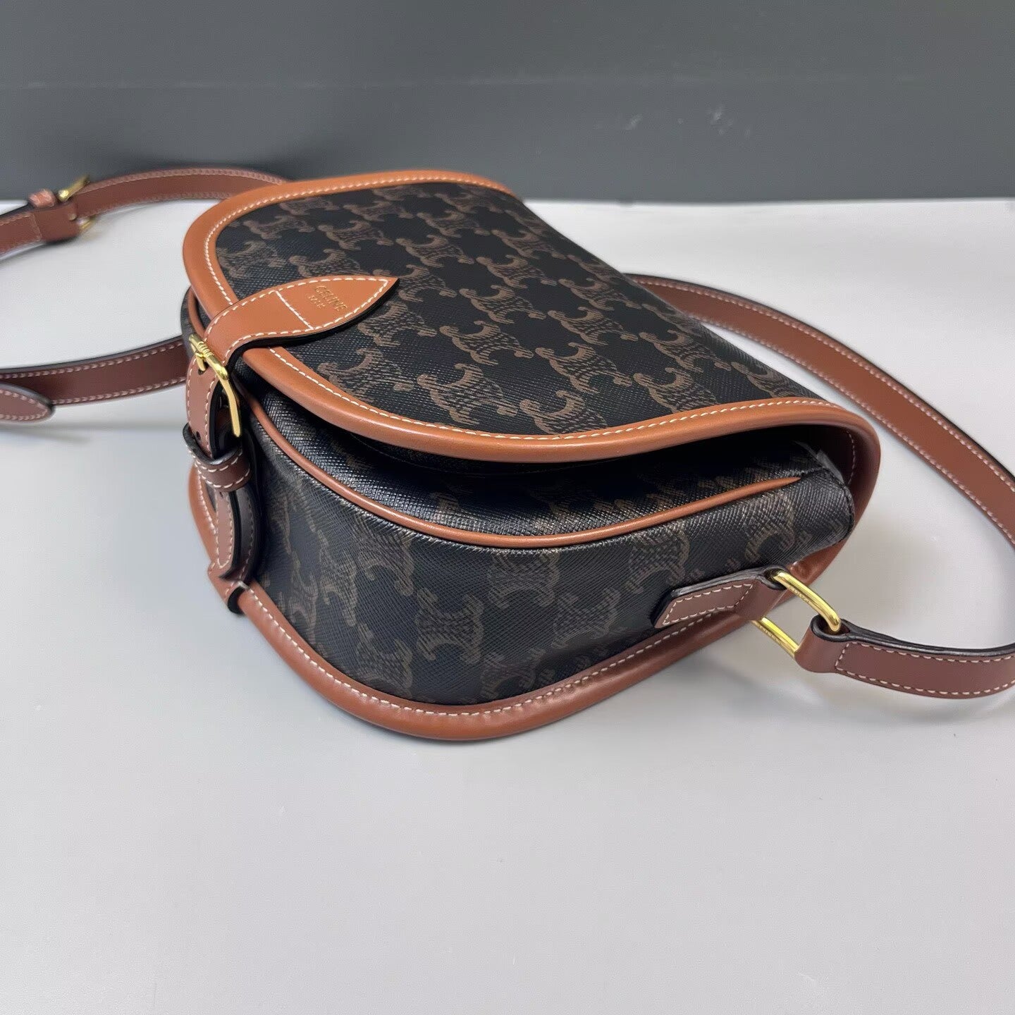 Celine - Besace Triomphe - Triomphe canvas and calfskin leather - Brown - (small)