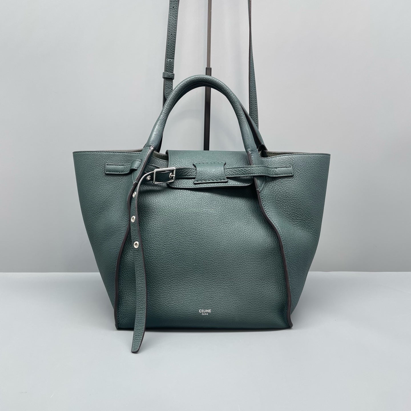 Celine - Big Bag - Pebbled leather - Dark Green with Silver-Tone Hardware - (small)