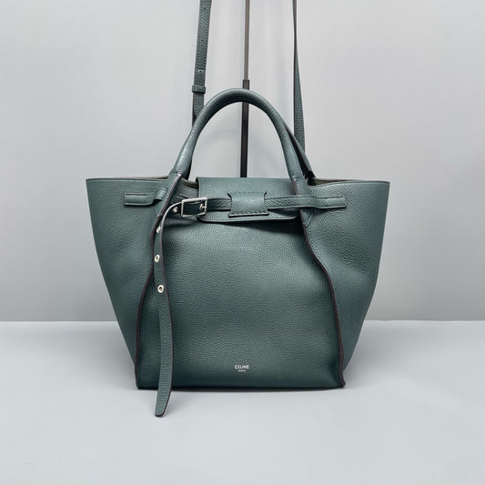 Celine - Big Bag - Pebbled leather - Dark Green with Silver-Tone Hardware - (small)