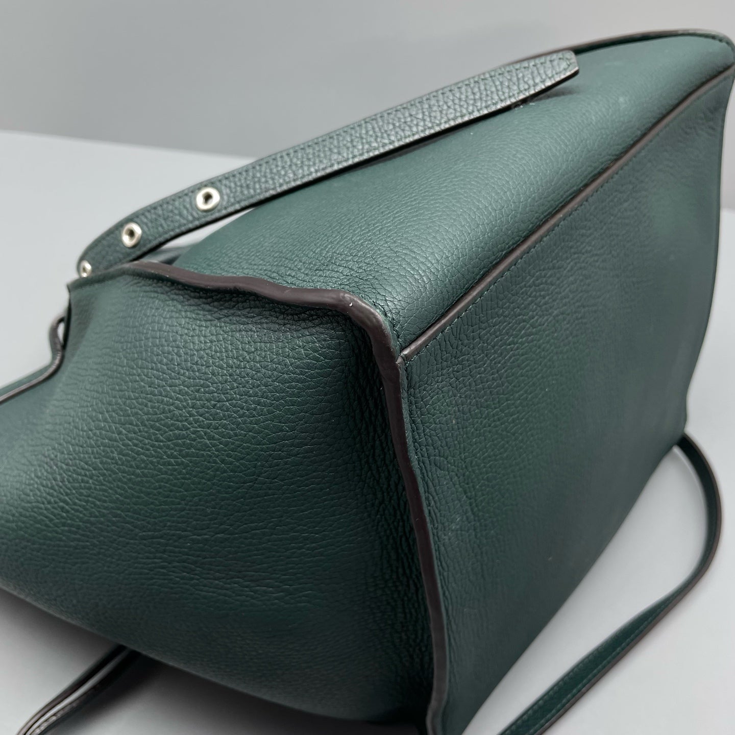 Celine - Big Bag - Pebbled leather - Dark Green with Silver-Tone Hardware - (small)