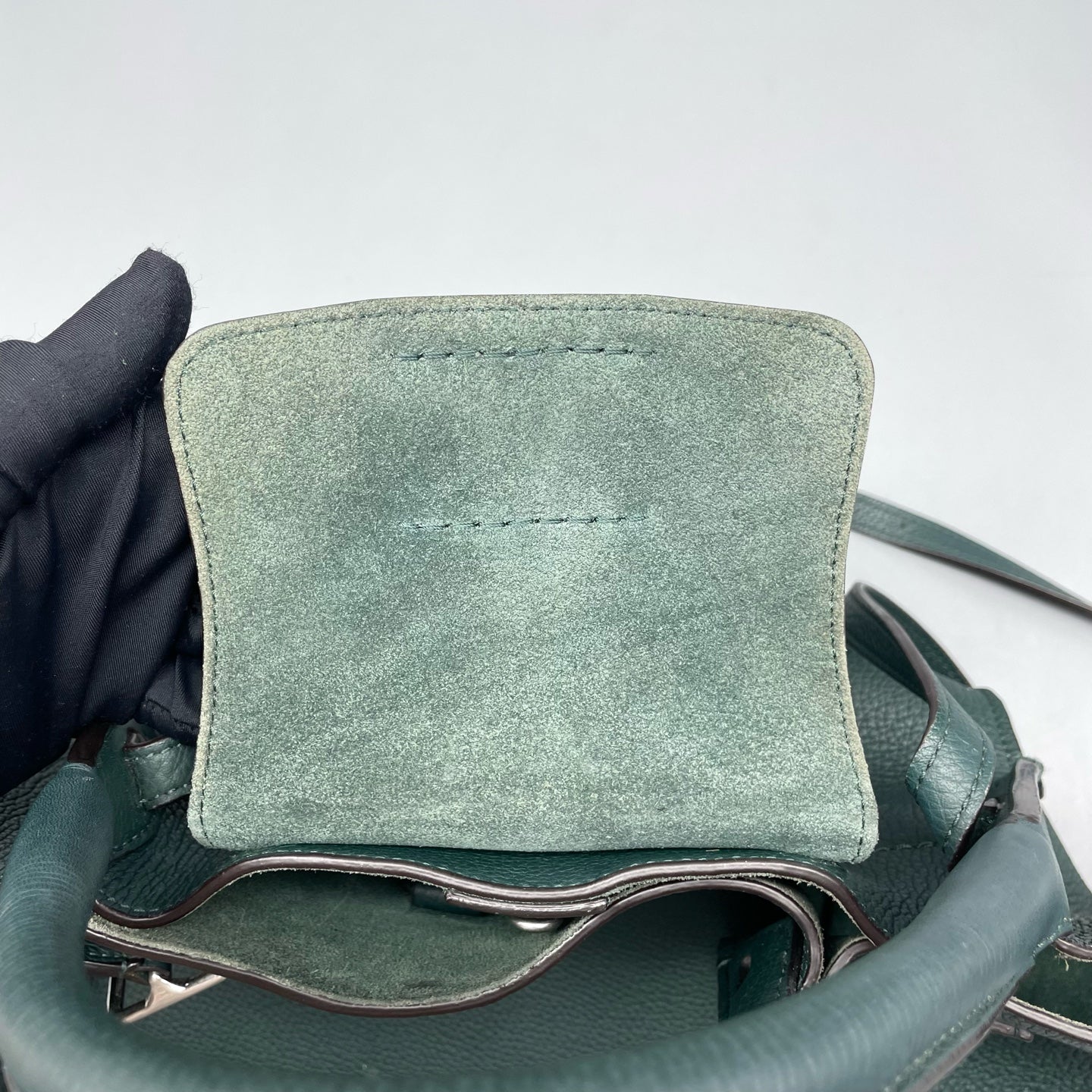 Celine - Big Bag - Pebbled leather - Dark Green with Silver-Tone Hardware - (small)