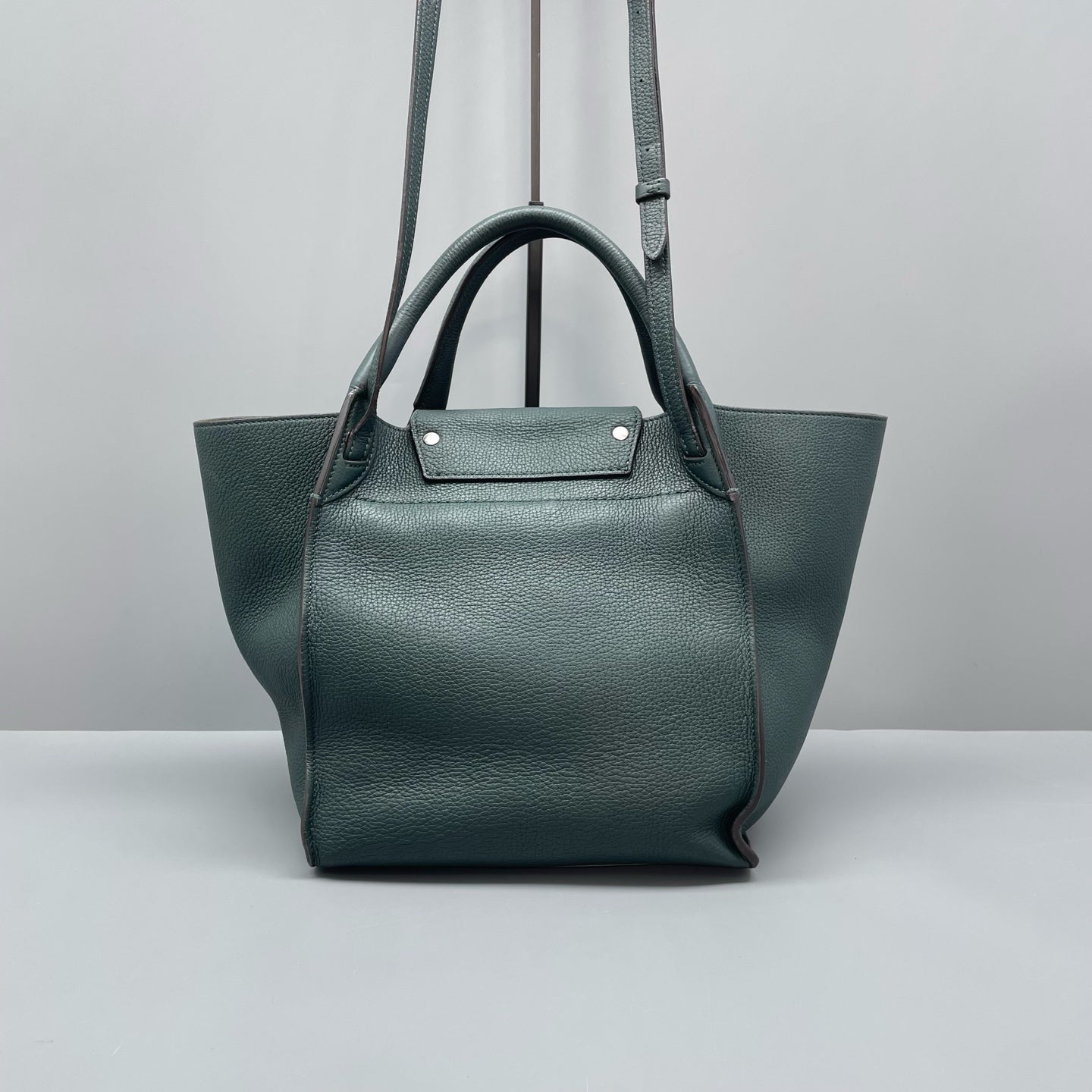Celine - Big Bag - Pebbled leather - Dark Green with Silver-Tone Hardware - (small)