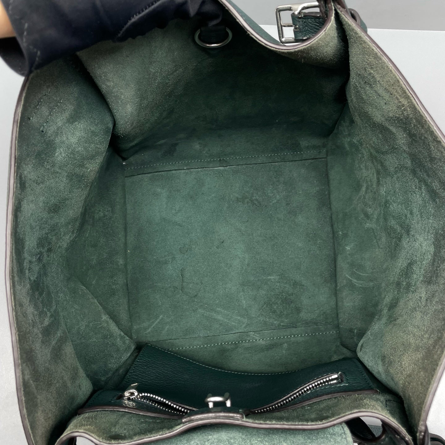 Celine - Big Bag - Pebbled leather - Dark Green with Silver-Tone Hardware - (small)