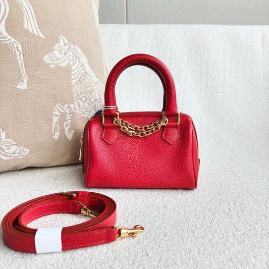 Celine - Boston Mini Bag - Cowhide leather - Red with Gold-Tone Hardware - (mini)