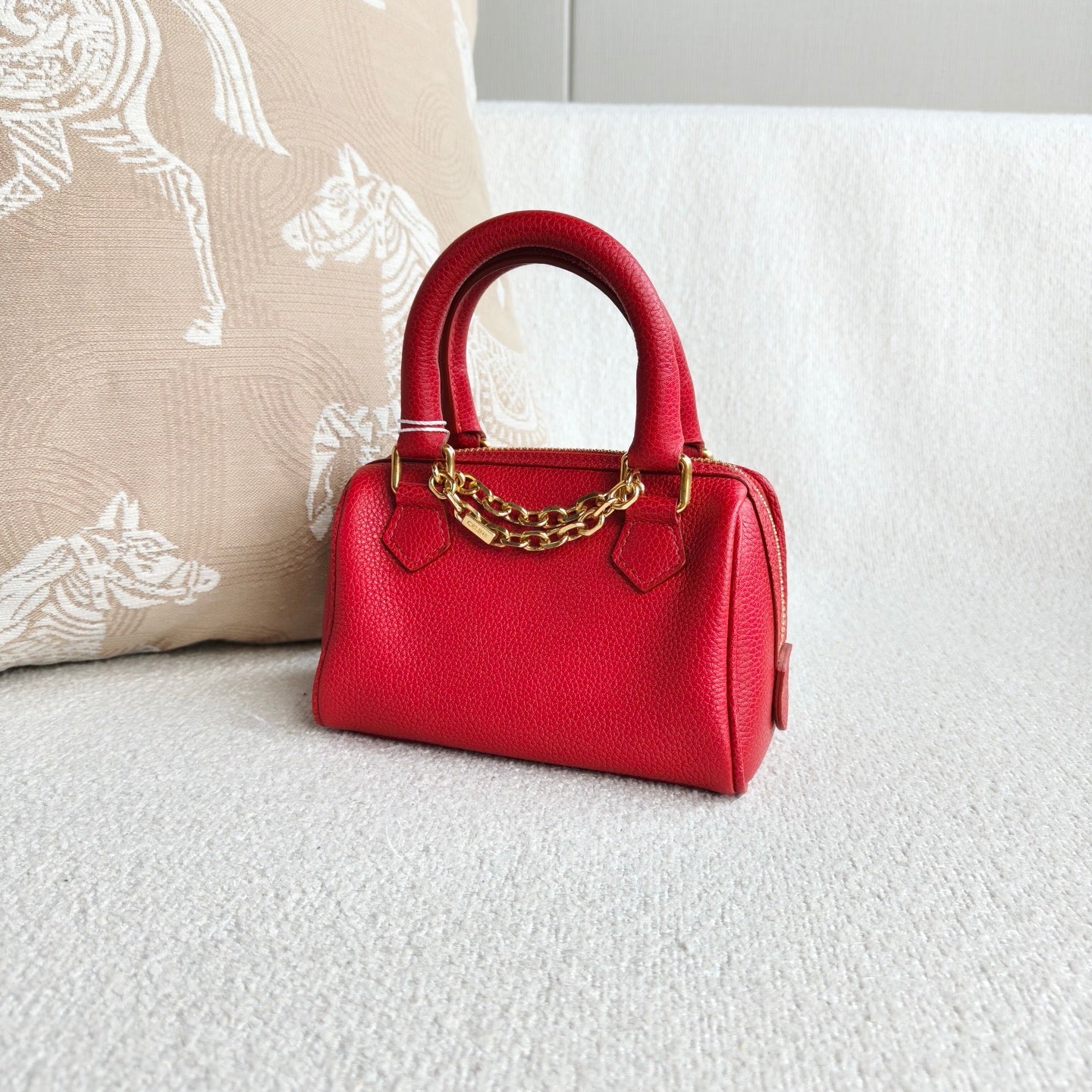 Celine - Boston Mini Bag - Cowhide leather - Red with Gold-Tone Hardware - (mini)
