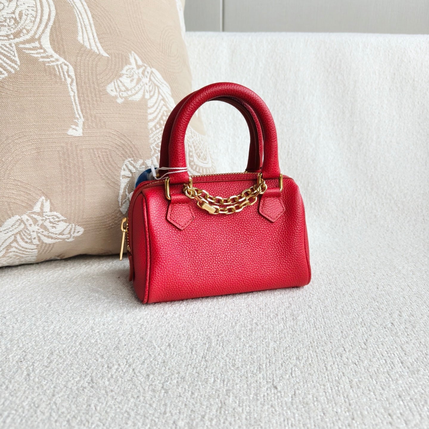 Celine - Boston Mini Bag - Cowhide leather - Red with Gold-Tone Hardware - (mini)
