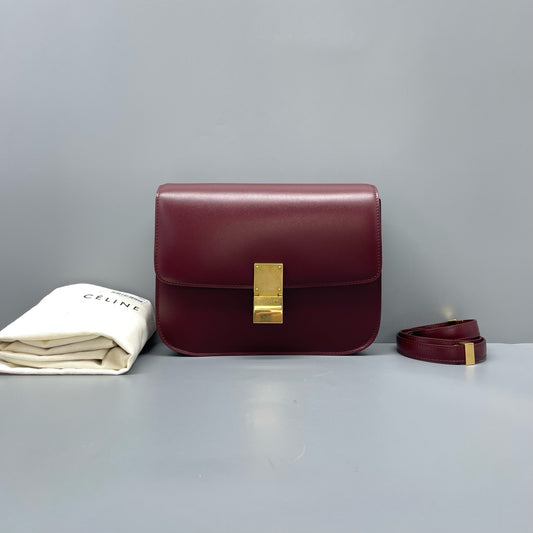 Celine - Box Bag - Leather - Burgundy - (medium)