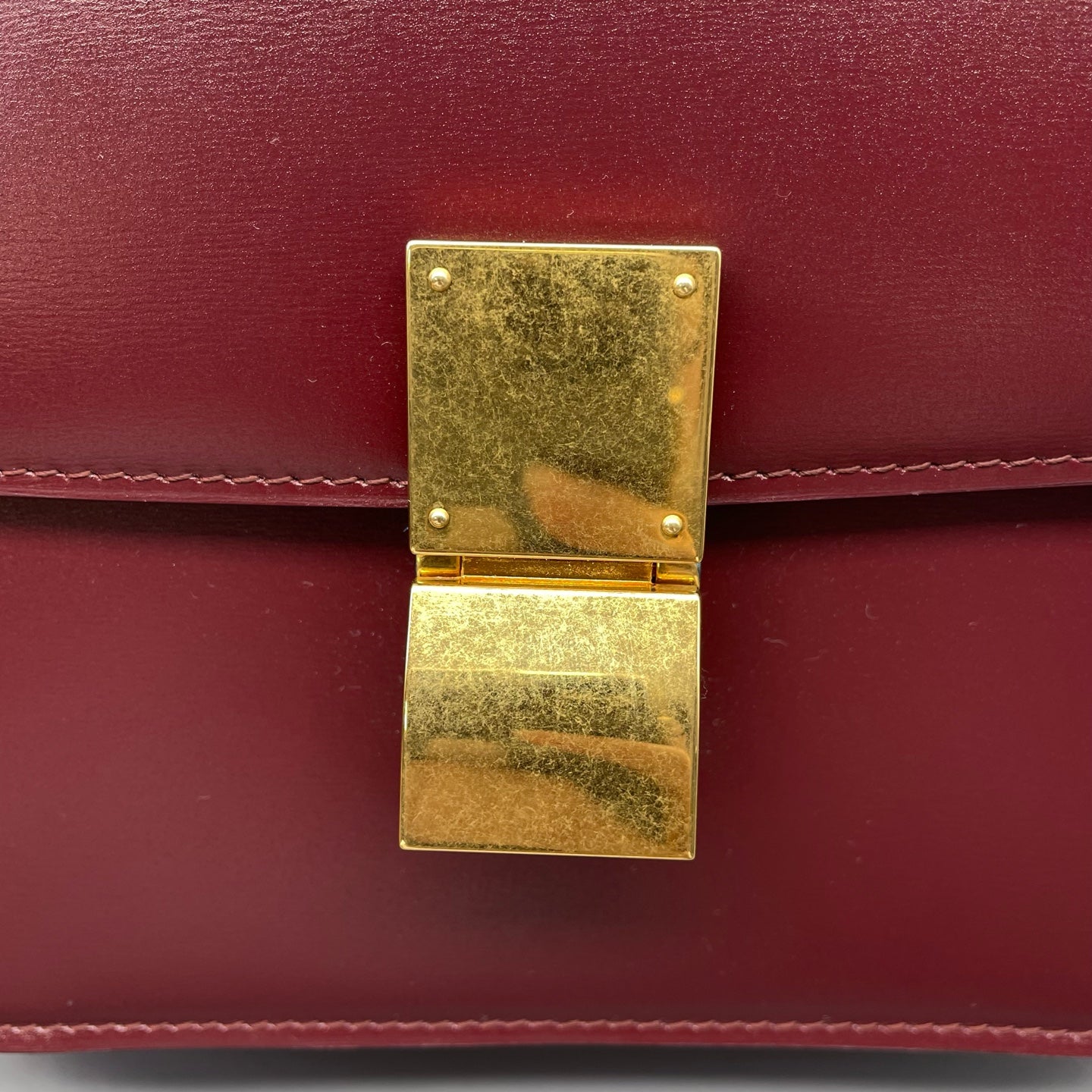 Celine - Box Bag - Leather - Burgundy - (medium)