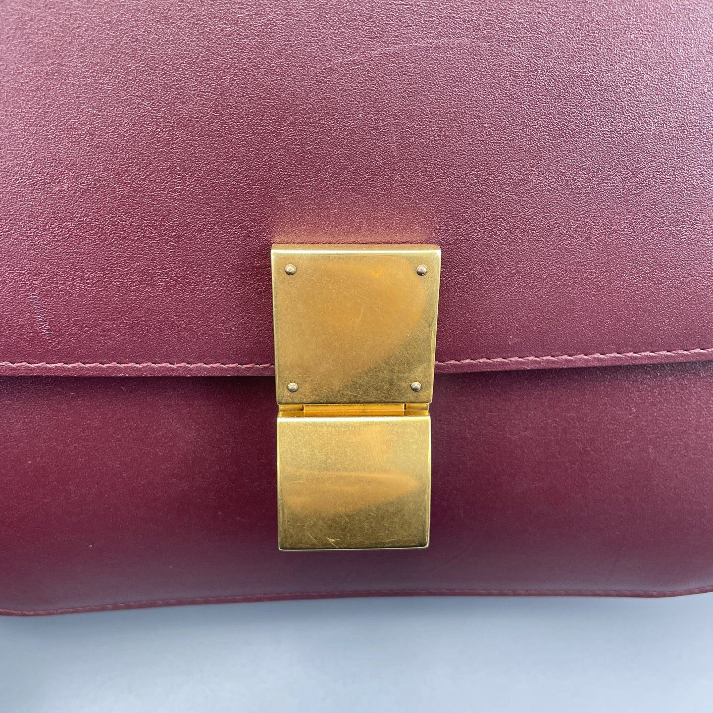 Celine - Box Bag - Leather - Burgundy - (medium)