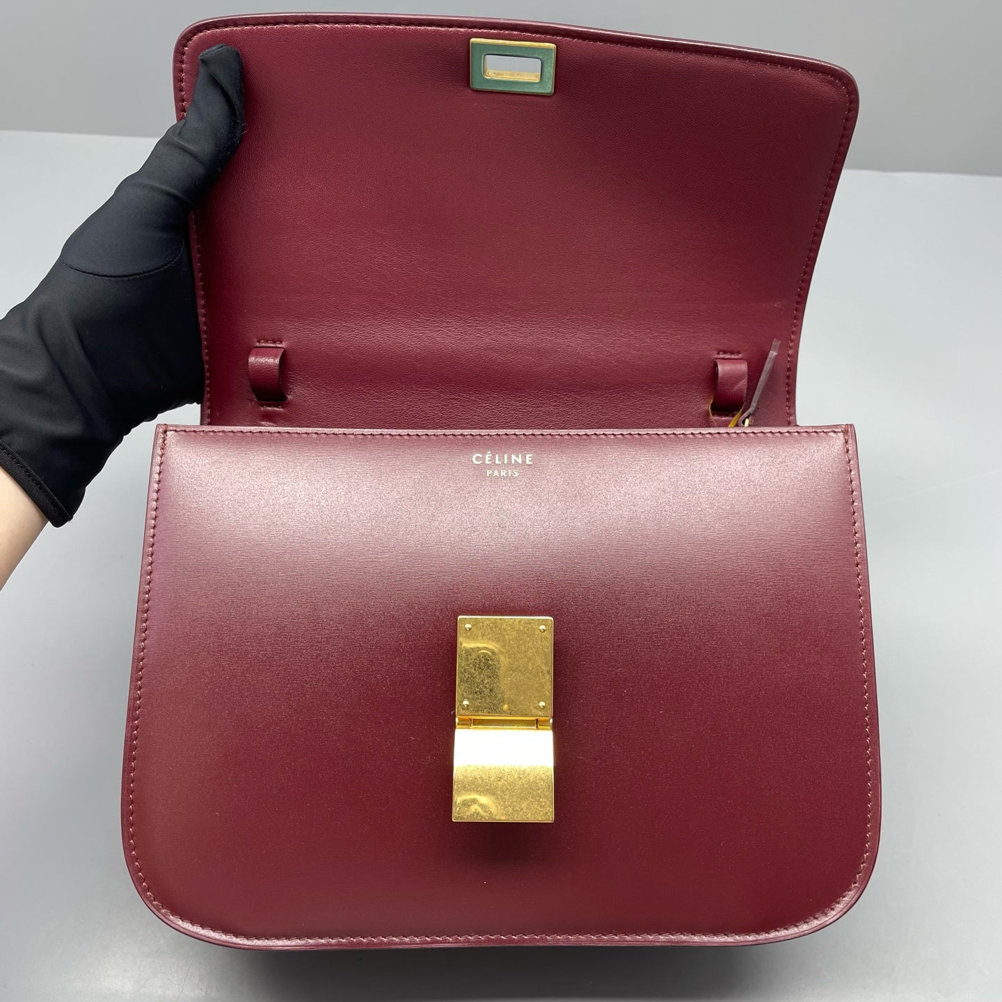 Celine - Box Bag - Leather - Burgundy - (medium)