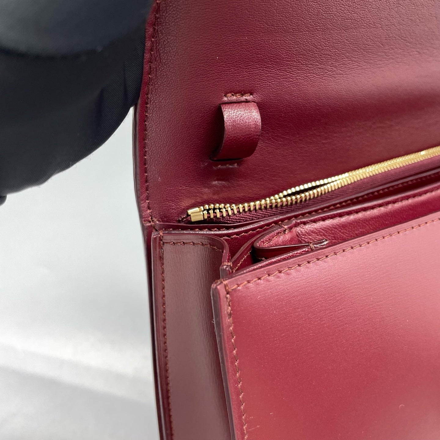 Celine - Box Bag - Leather - Burgundy - (medium)