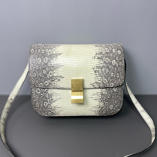 Celine - Box Bag - Lizard Leather - White and Grey - (Small)