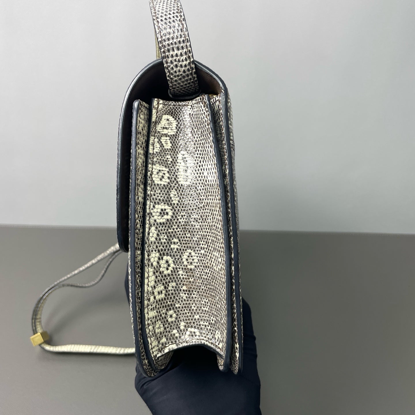 Celine - Box Bag - Lizard Leather - White and Grey - (Small)