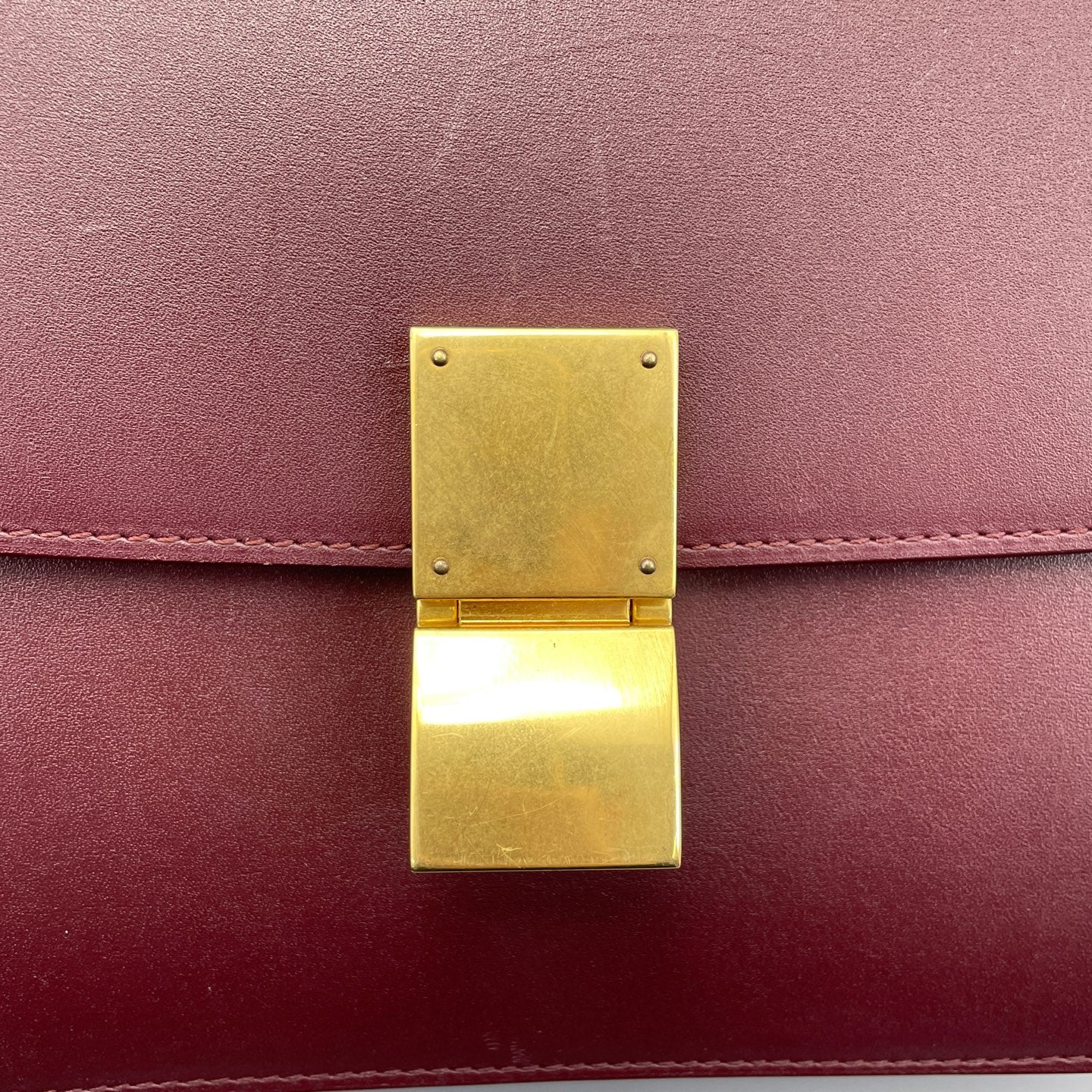 Celine - Box Bag Medium - Leather - Burgundy - (Medium)