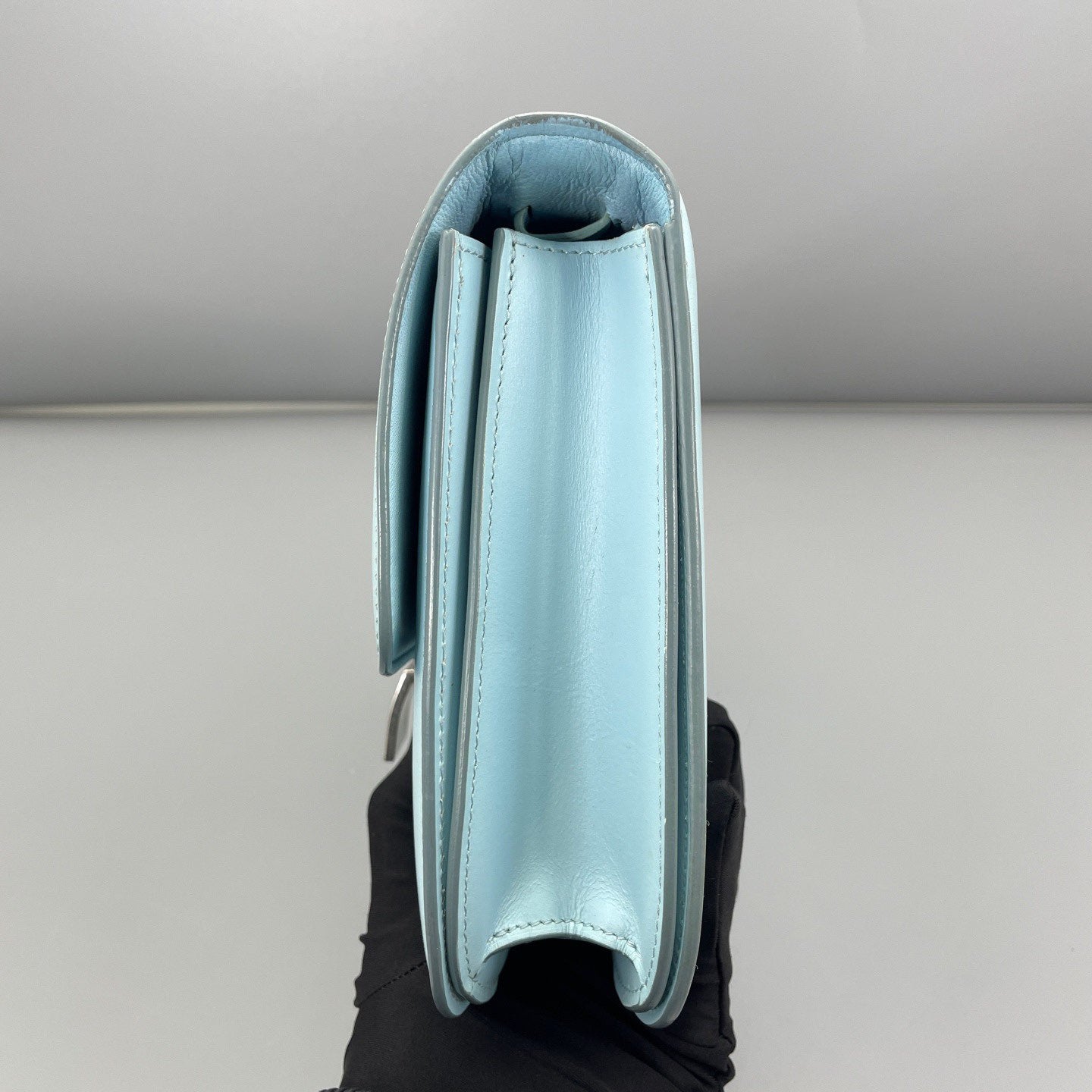 Celine - Box Bag Medium - Smooth calfskin leather - Light blue with Silver-Tone Hardware - (medium)