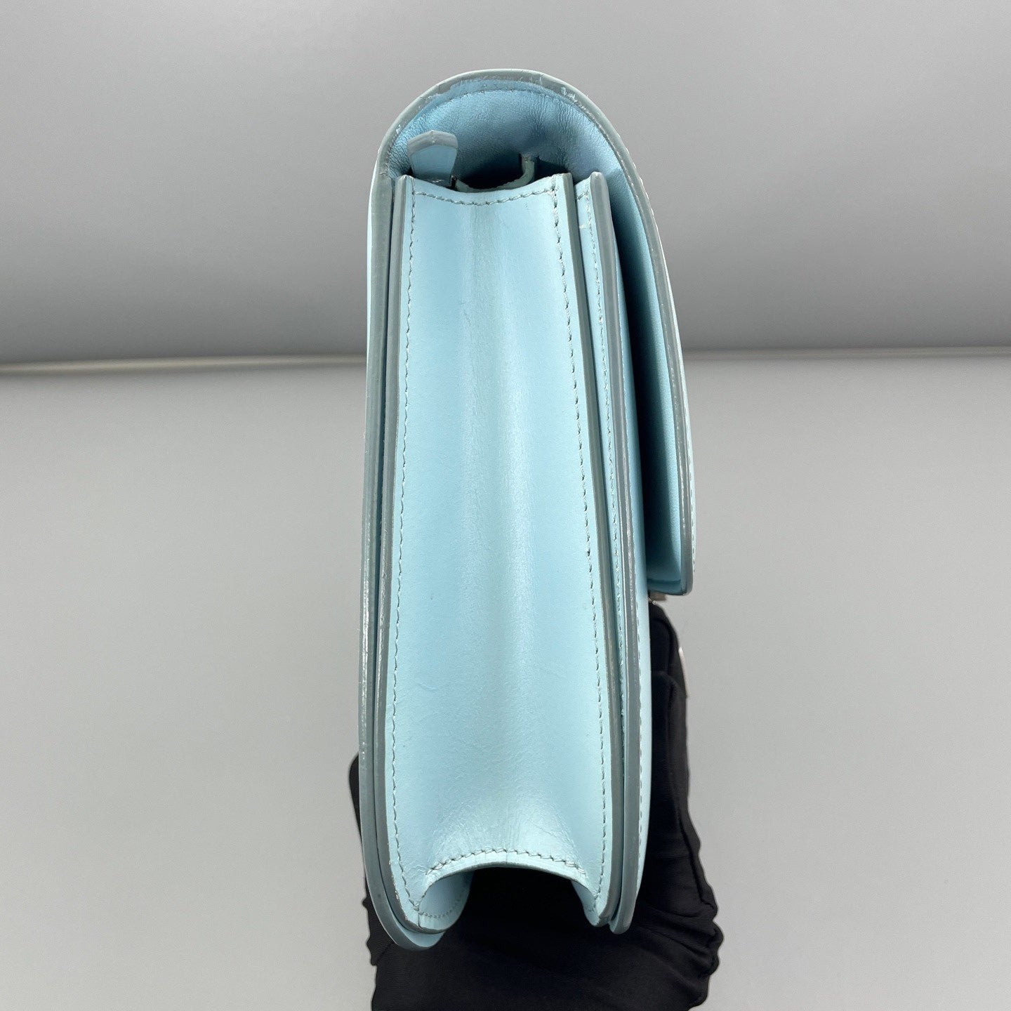 Celine - Box Bag Medium - Smooth calfskin leather - Light blue with Silver-Tone Hardware - (medium)
