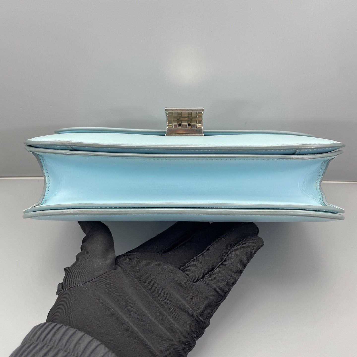 Celine - Box Bag Medium - Smooth calfskin leather - Light blue with Silver-Tone Hardware - (medium)