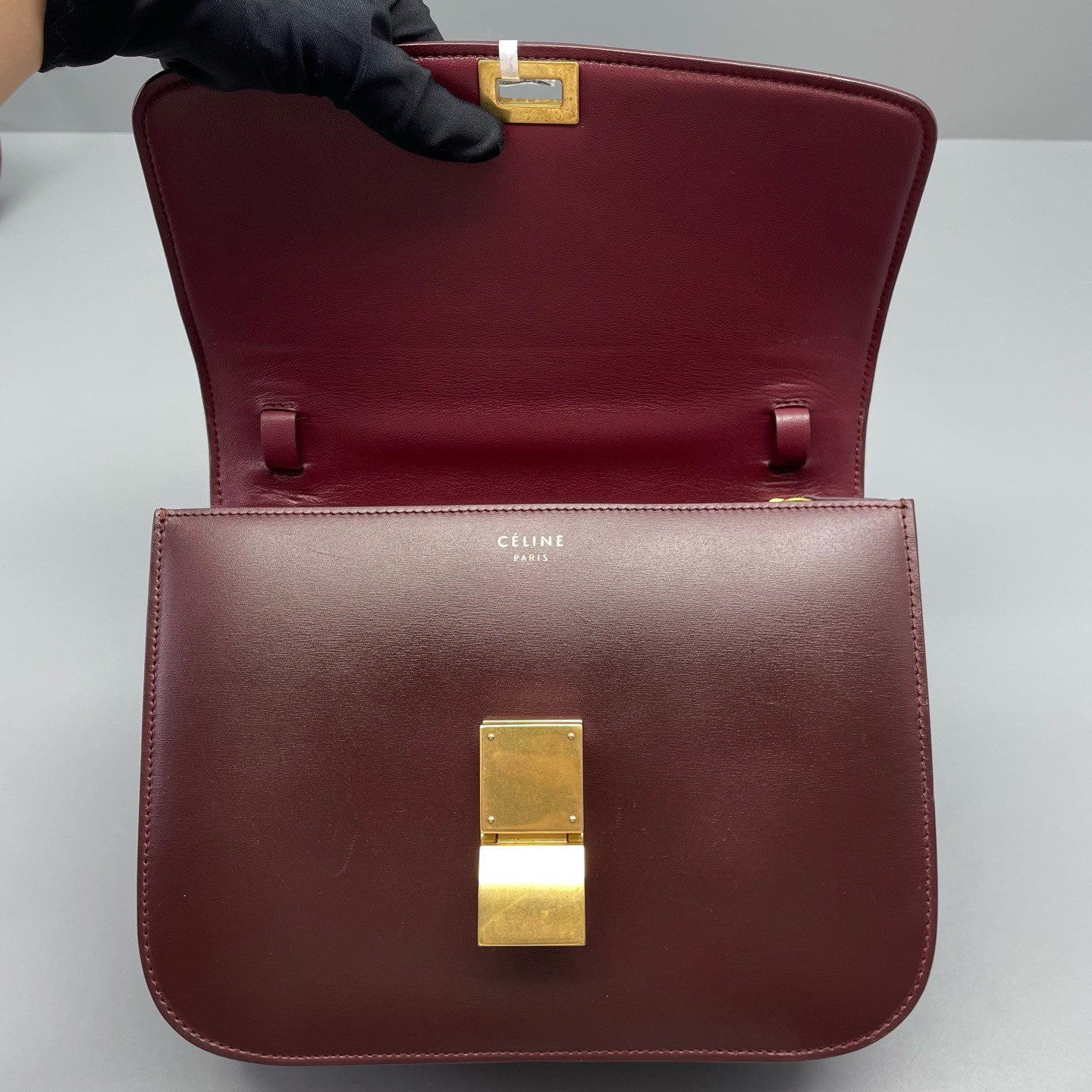 Celine - Box Bag - Smooth Calfskin Leather - Burgundy - (medium)