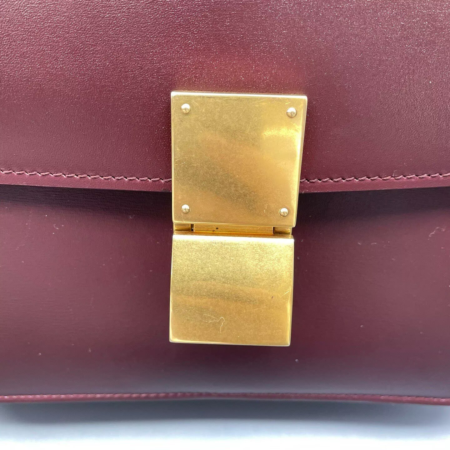 Celine - Box Bag - Smooth Calfskin Leather - Burgundy - (medium)