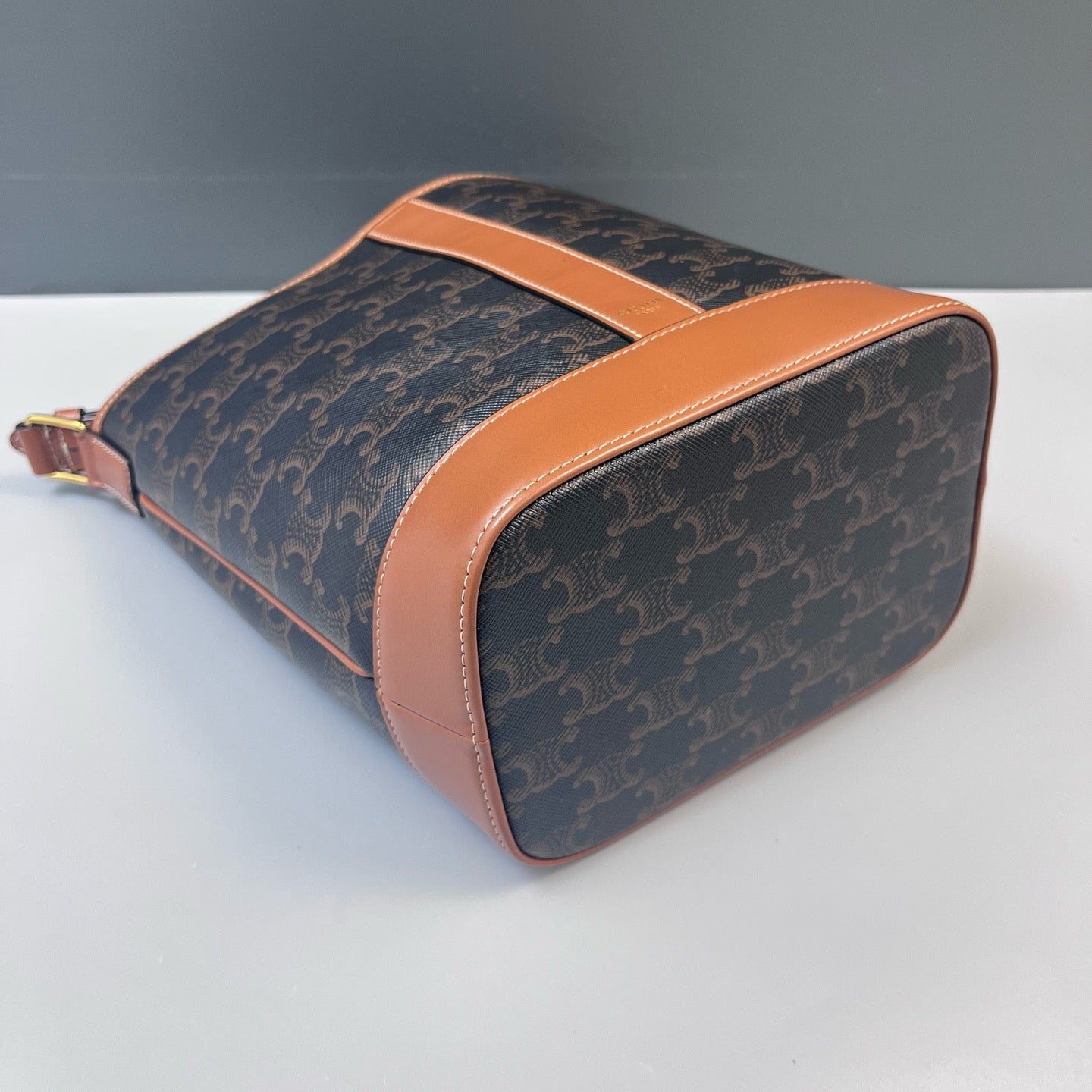 Celine - Bucket Bag - Triomphe coated canvas with leather trim - Brown - (Small)