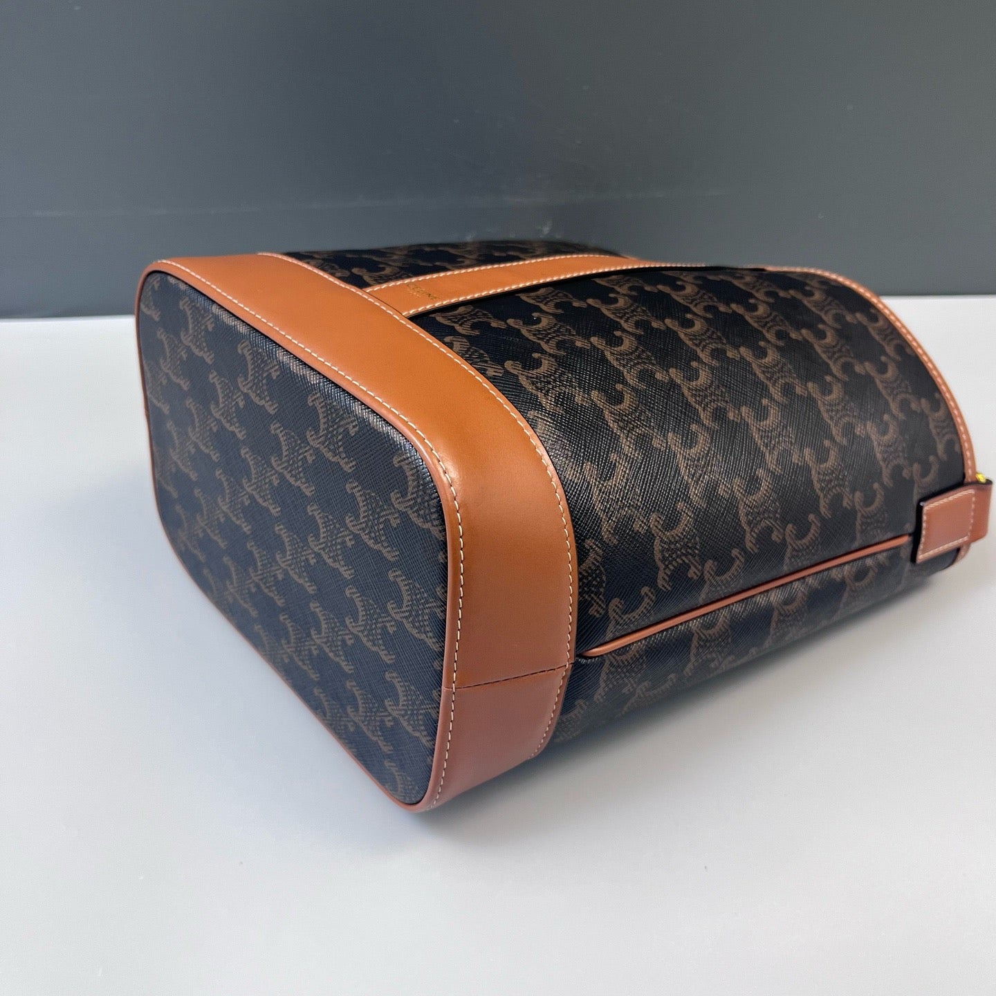 Celine - Bucket Bag - Triomphe coated canvas with leather trim - Brown - (Small)