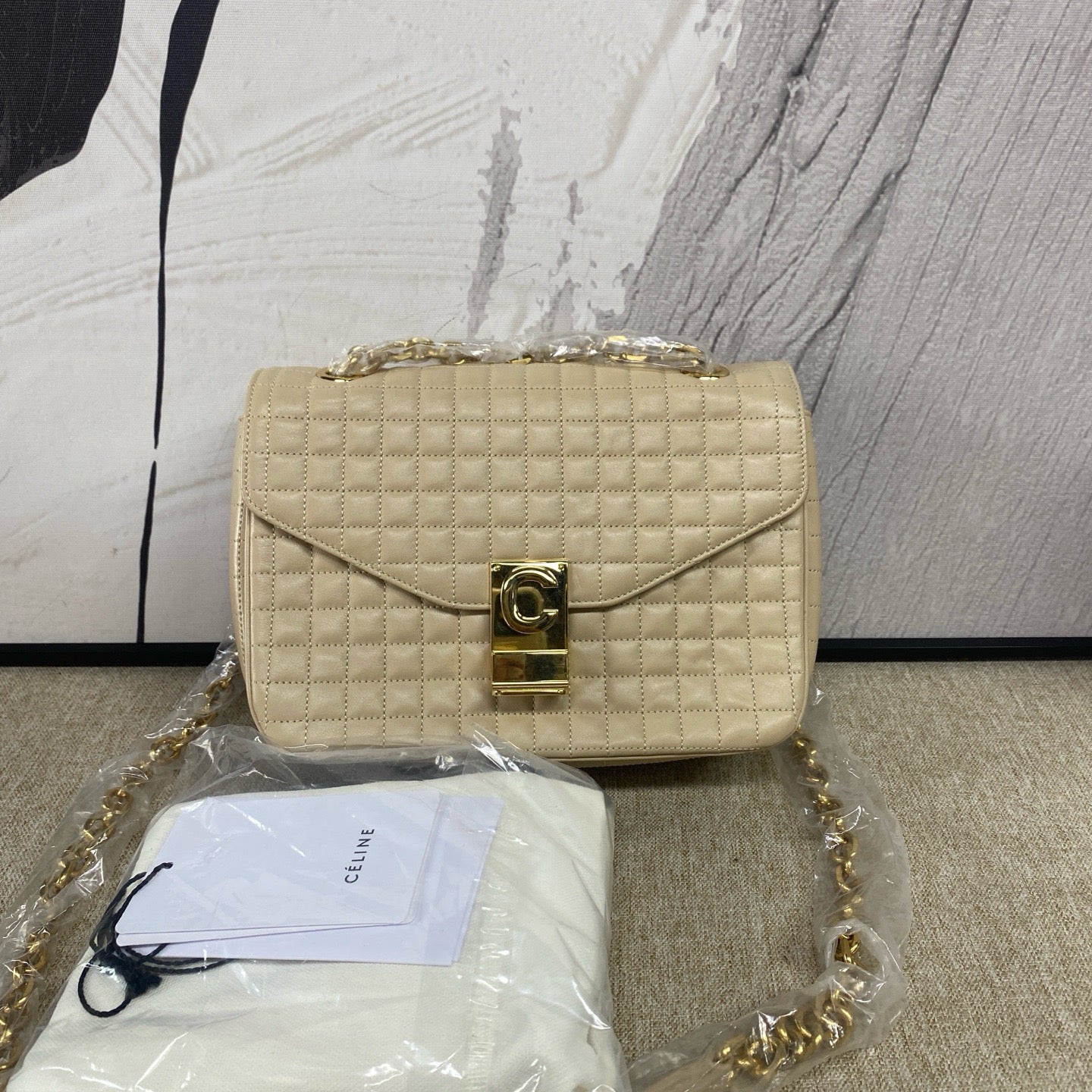 Celine - C Bag Chain Bag - Cowhide leather - Beige - (Small)