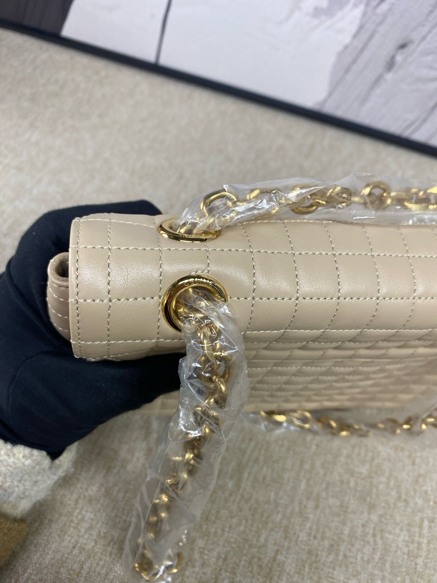 Celine - C Bag Chain Bag - Cowhide leather - Beige - (Small)