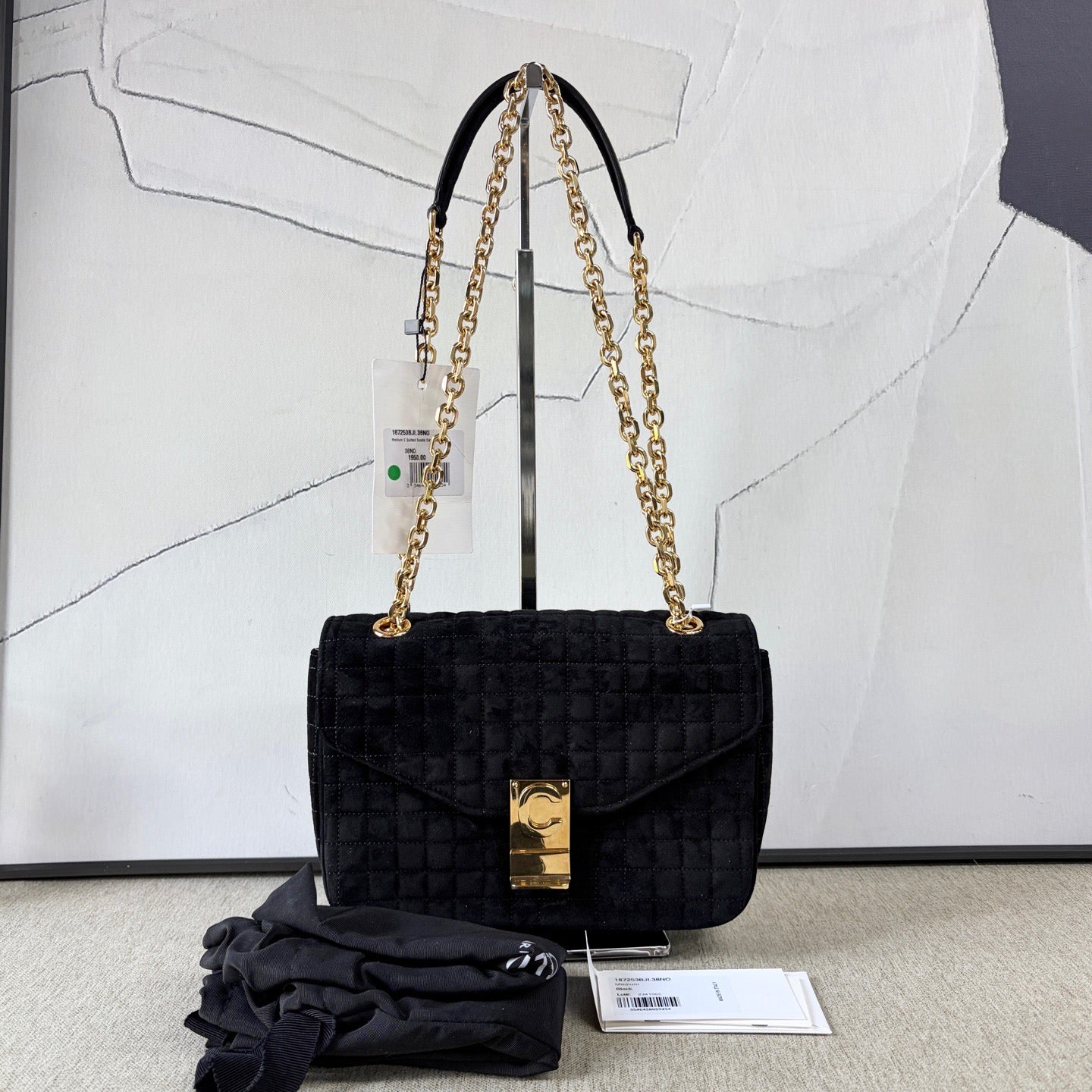 Celine - C Bag Chain Bag - Suede - Black - (Mini)