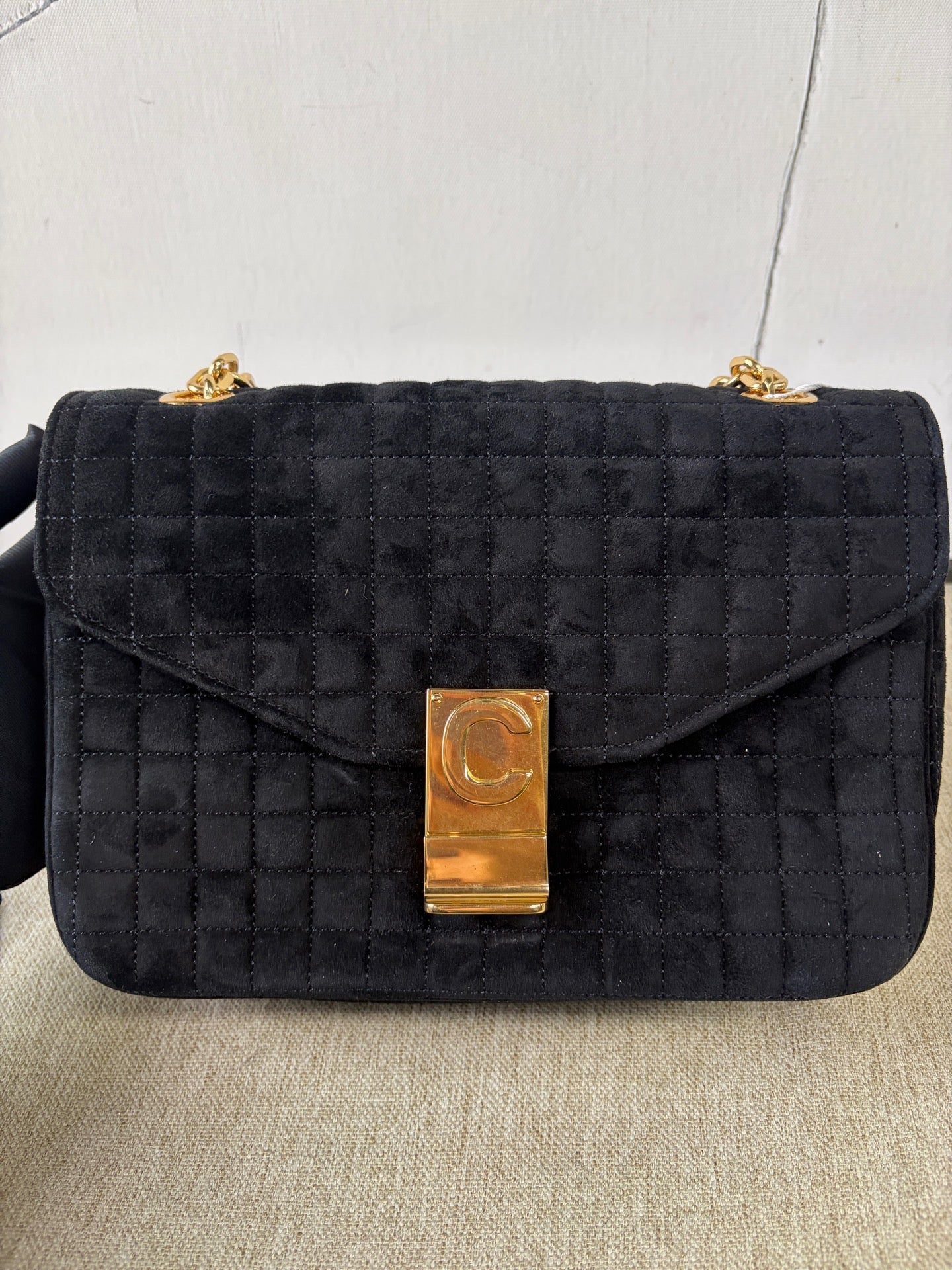 Celine - C Bag Chain Bag - Suede - Black - (Mini)