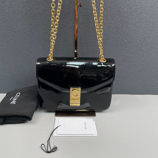 Celine - C Bag - Patent leather - Black with Gold-Tone Hardware - (Small)