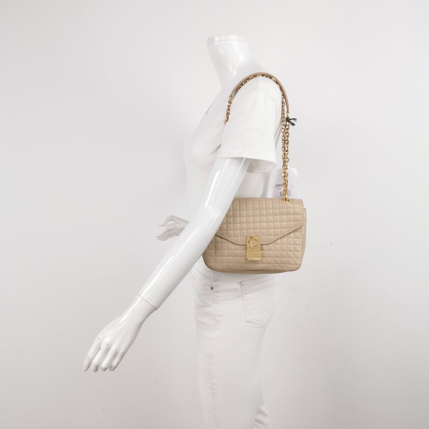 Celine - C Bag Quilted Calfskin - Leather - Beige - (medium)