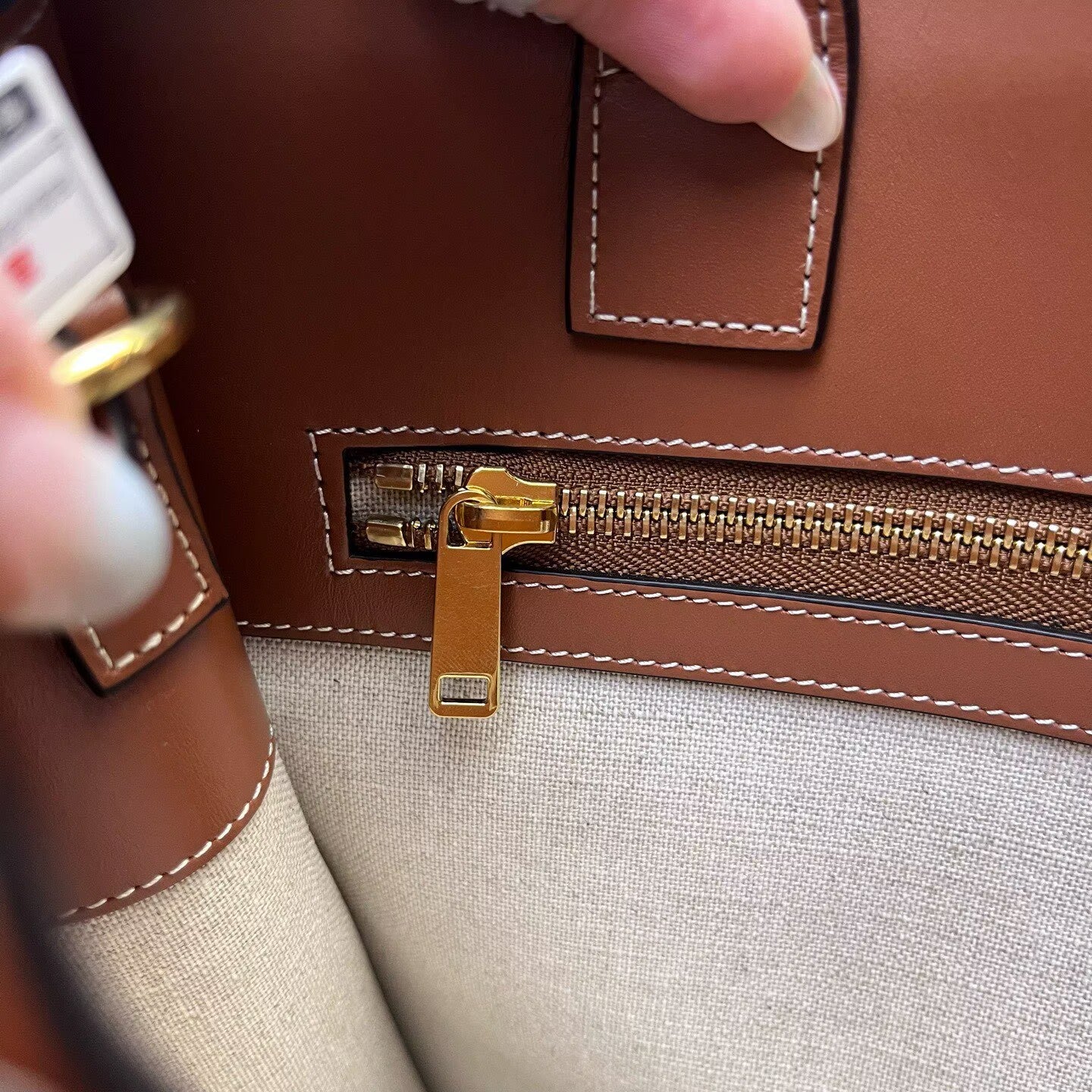 Celine - Cabas - Canvas and Leather - Beige and Brown - (Medium)