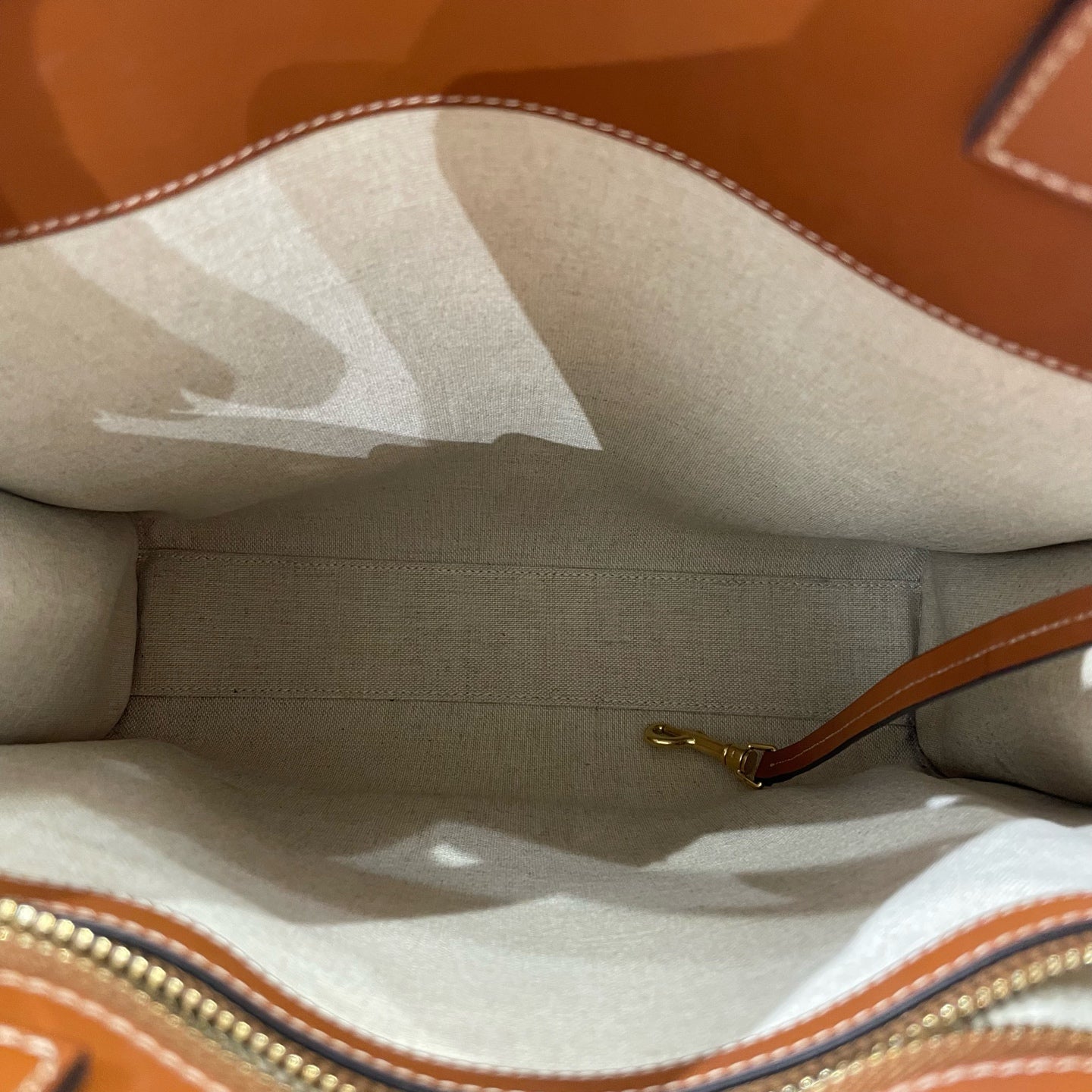 Celine - Cabas 'Music Score' Tote Bag - Denim and leather - Blue denim and brown leather with cream accents - (medium)