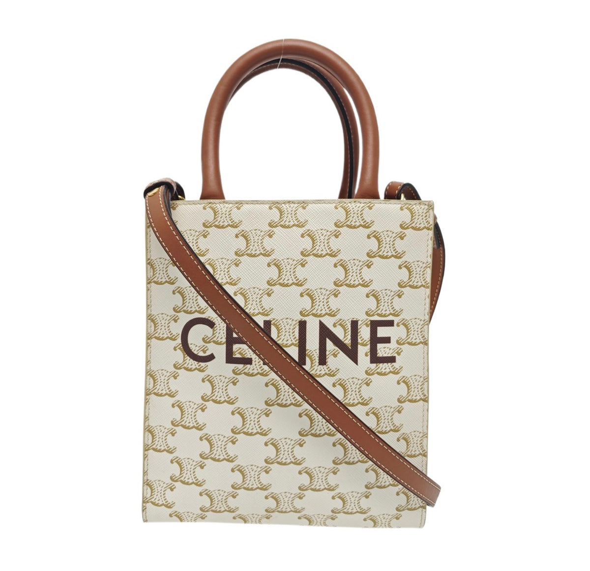 Celine - Cabas Triomphe - Cloth - Beige - (small)