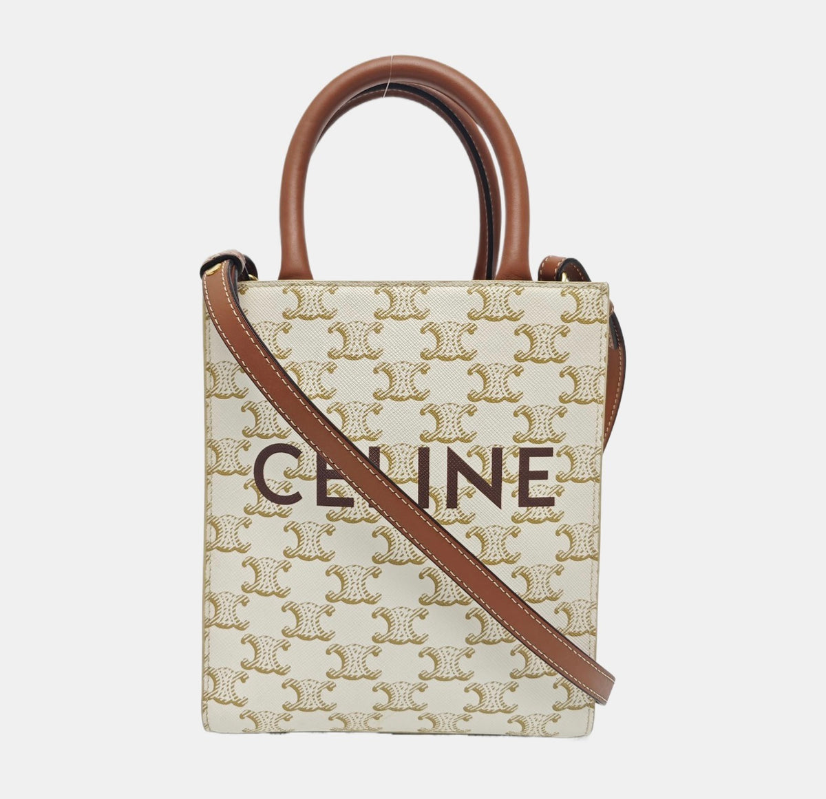 Celine - Cabas Triomphe - Cloth - Beige - (small)
