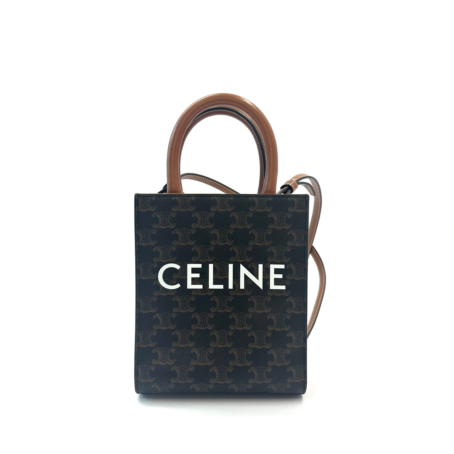 Celine - Cabas Triomphe Mini Tote - Cloth - Brown - (mini)