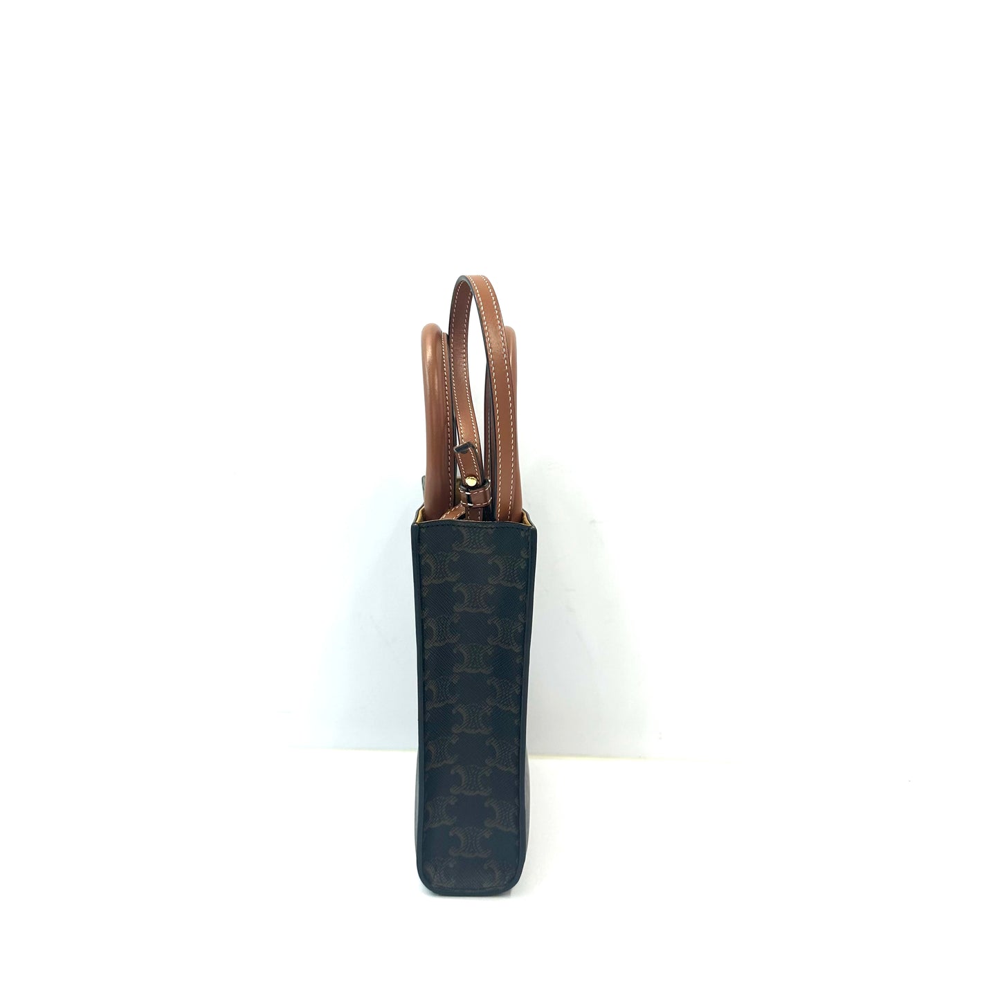 Celine - Cabas Triomphe Mini Tote - Cloth - Brown - (mini)