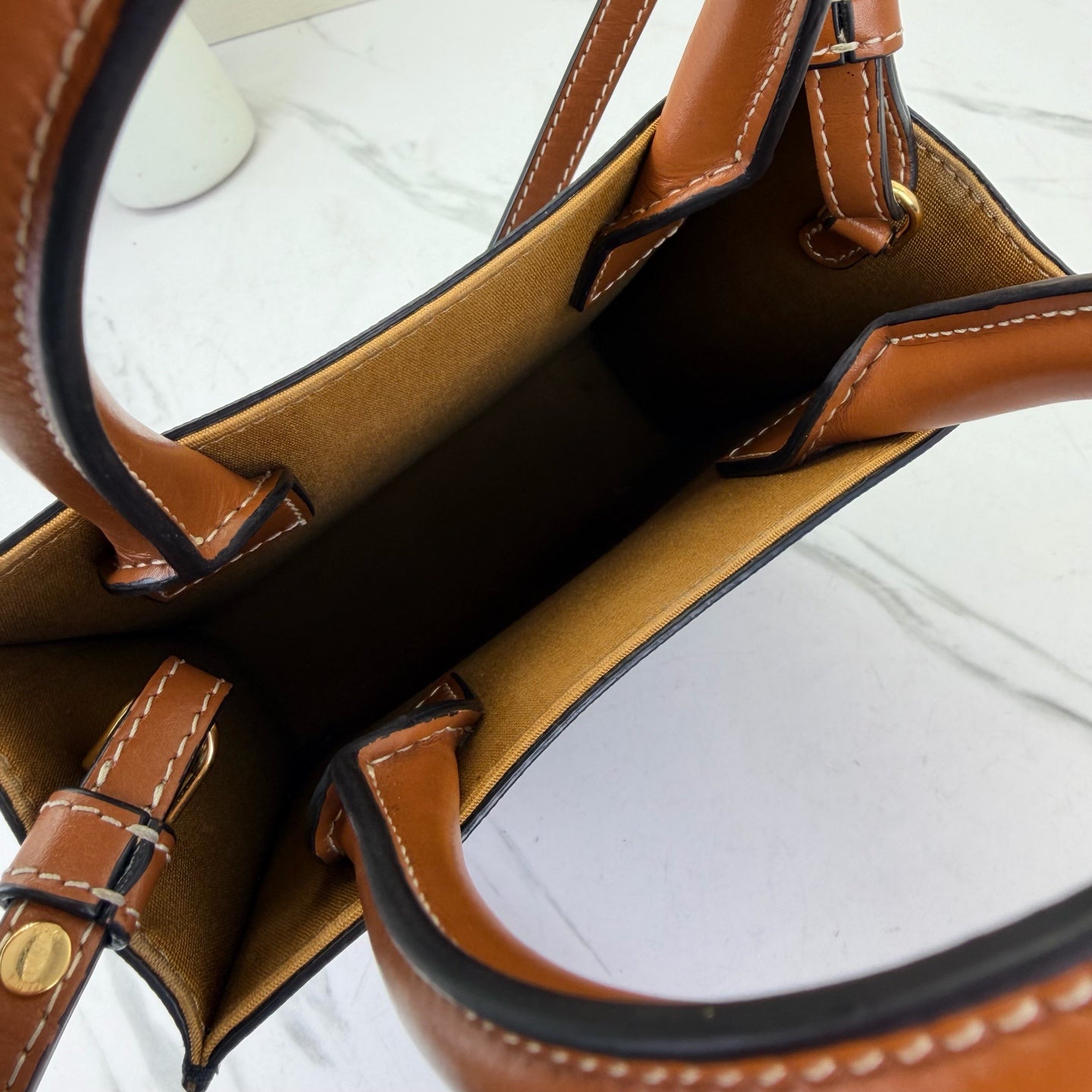 Celine - Cabas Triomphe Tote - Triomphe coated canvas with calfskin leather trim - Brown - (small)
