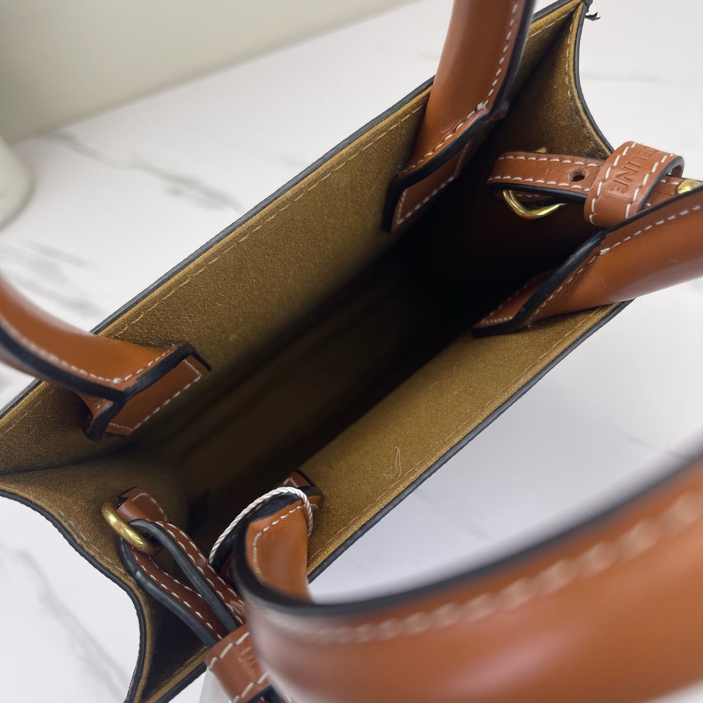Celine - Cabas Triomphe Vertical Tote - Triomphe coated canvas and Leather - Dark Brown - (Small)