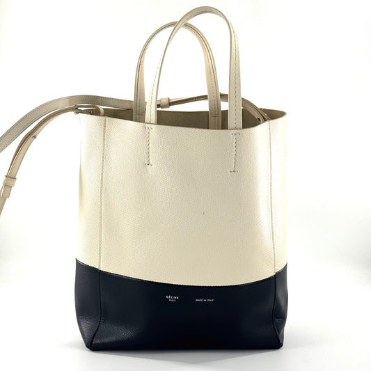 Celine - Cabas Vertical Tote - Pebbled leather - Black and White - (medium)